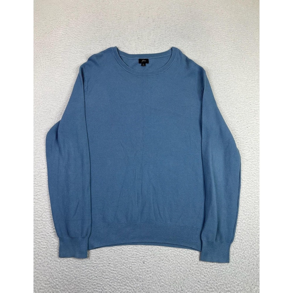 J.CREW Sweater Men's Large Blue Crew Neck Pullover 100%‎ Cotton Tight-Knit
